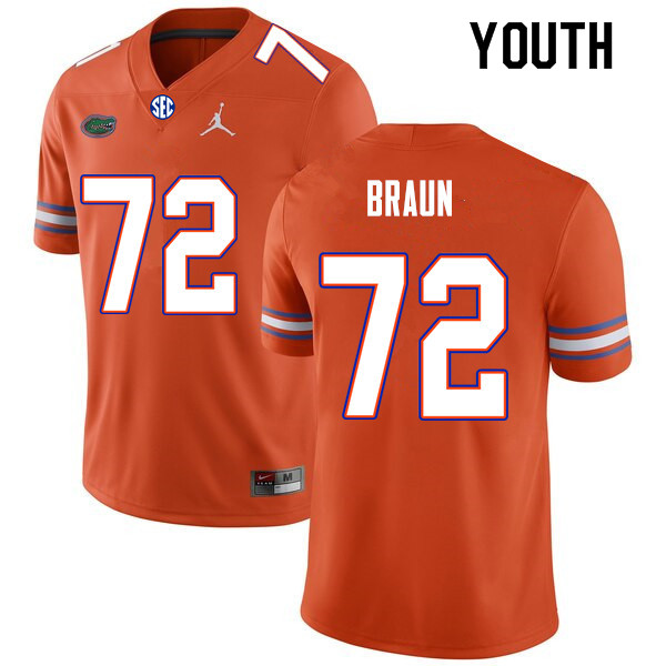 Youth #72 Josh Braun Florida Gators College Football Jerseys Sale-Orange